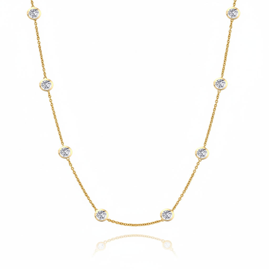 YG Round Shape Diamond By The Yard Necklace