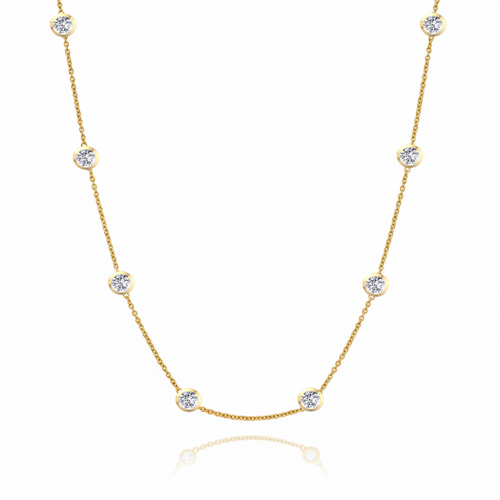 YG Round Shape Diamond By The Yard Necklace