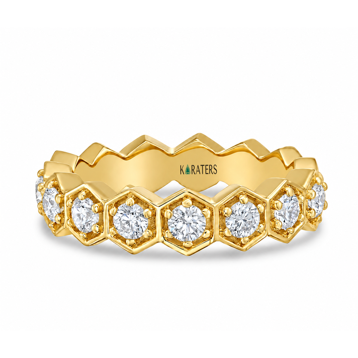 Honeycomb Round Cut Lab Grown Diamond Eternity Band yellow 2