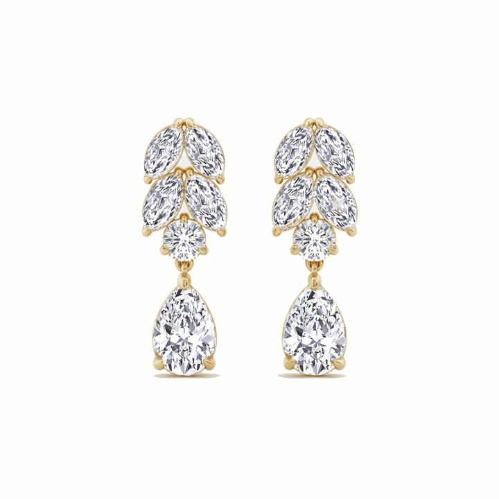 Yellow Gold Pear Lab Grown Diamond Prong Setting Drop Earring