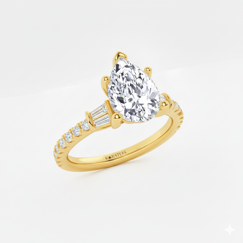 Yellow Gold Pear Shape Ring