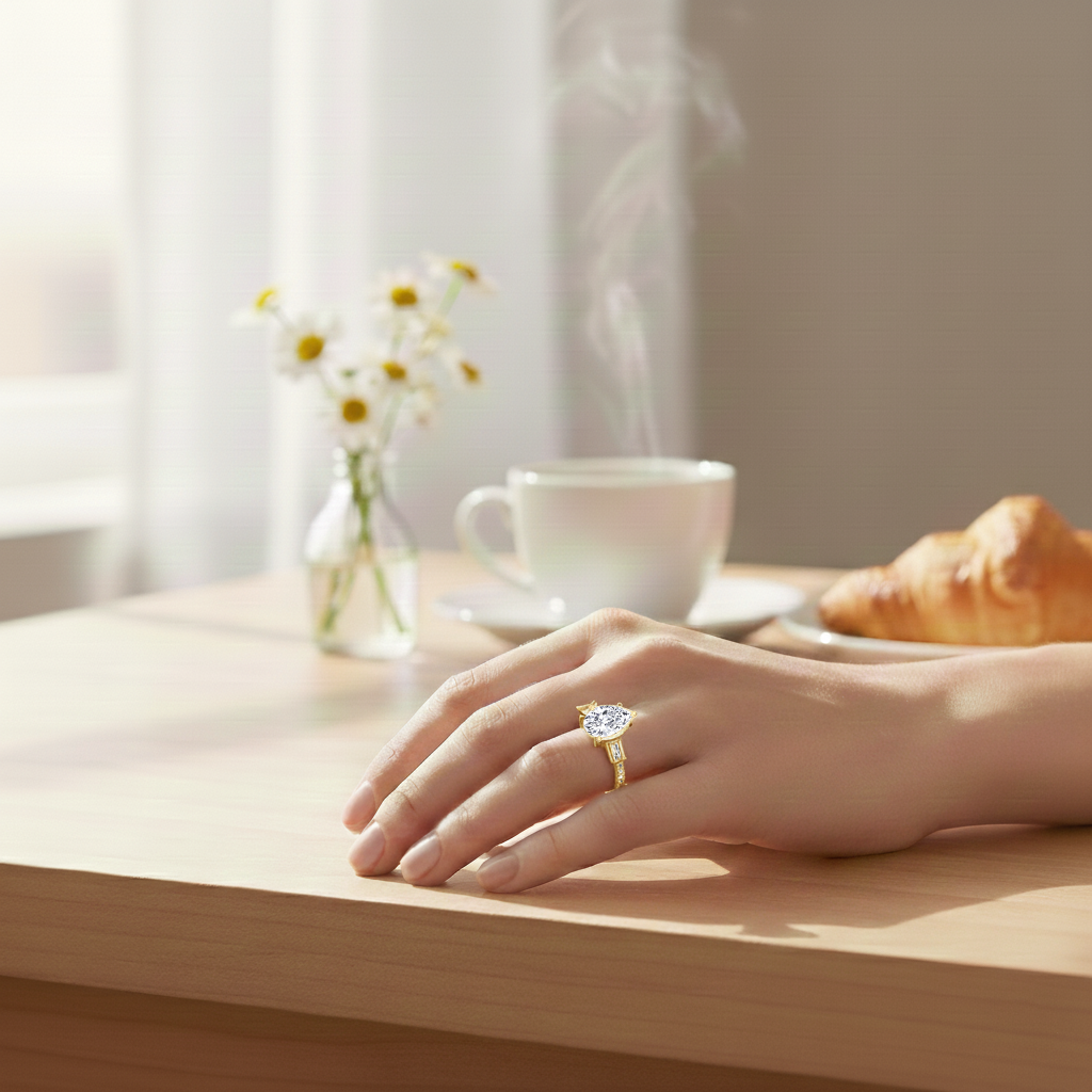 Yellow Gold Pear Shape Ring lifestyle