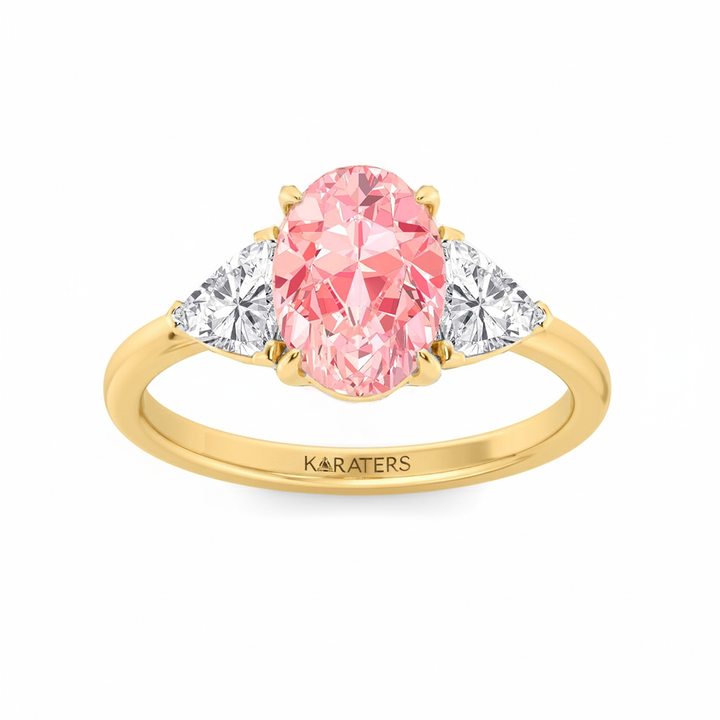 Yellow Gold Pink Oval Ring1