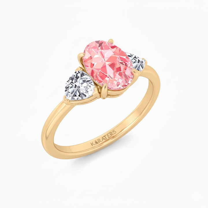 Yellow Gold Pink Oval Ring