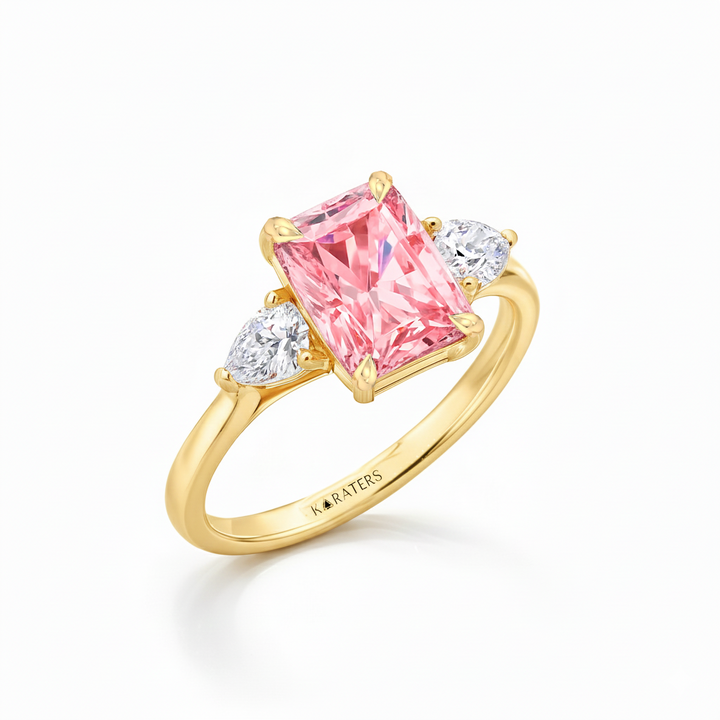 Yellow Gold Pink Radiant Cut Ring