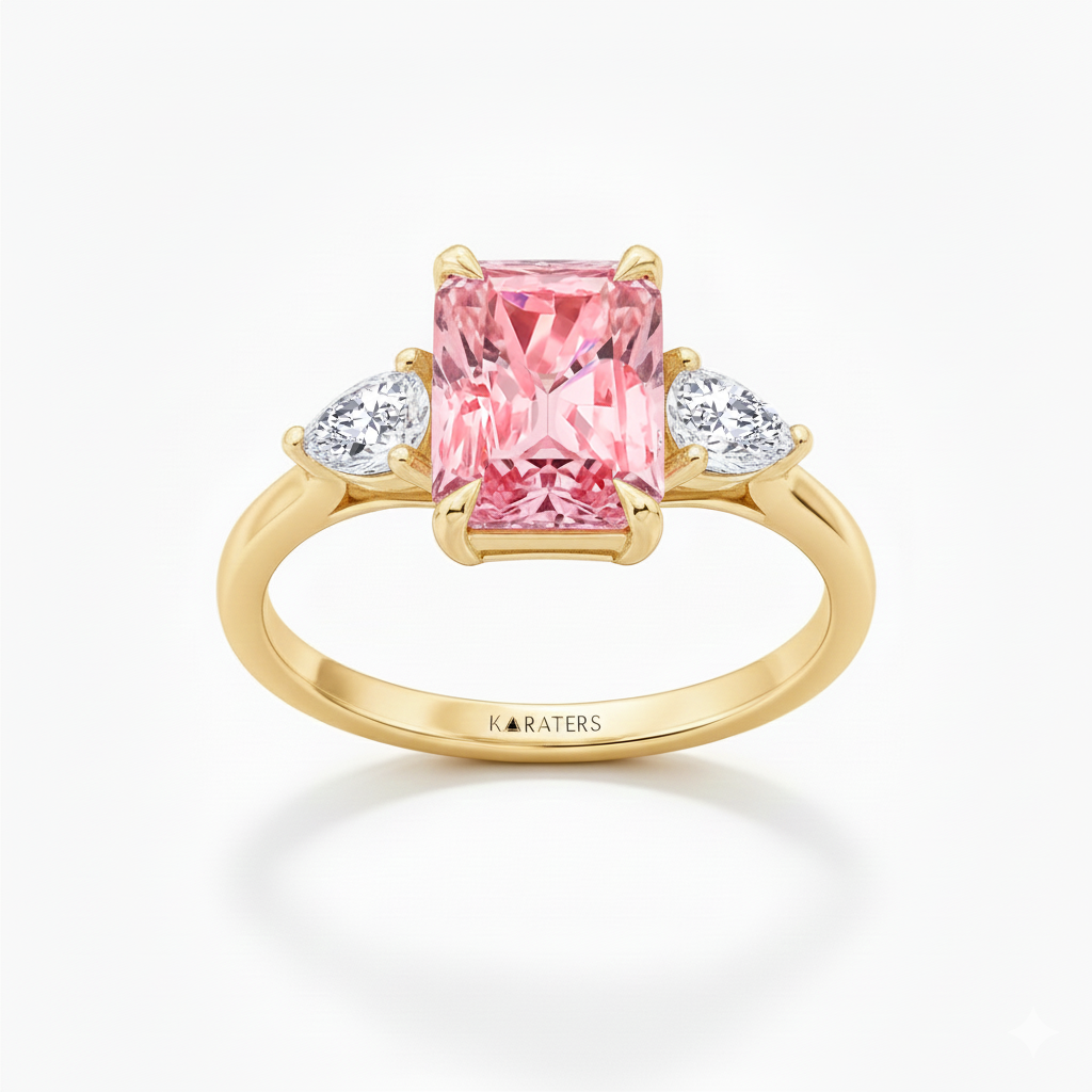 Yellow Gold Pink Radiant Cut Ring1