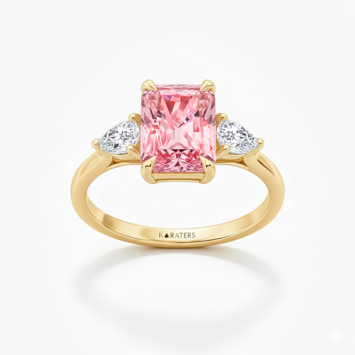 Yellow Gold Pink Radiant Cut Ring1