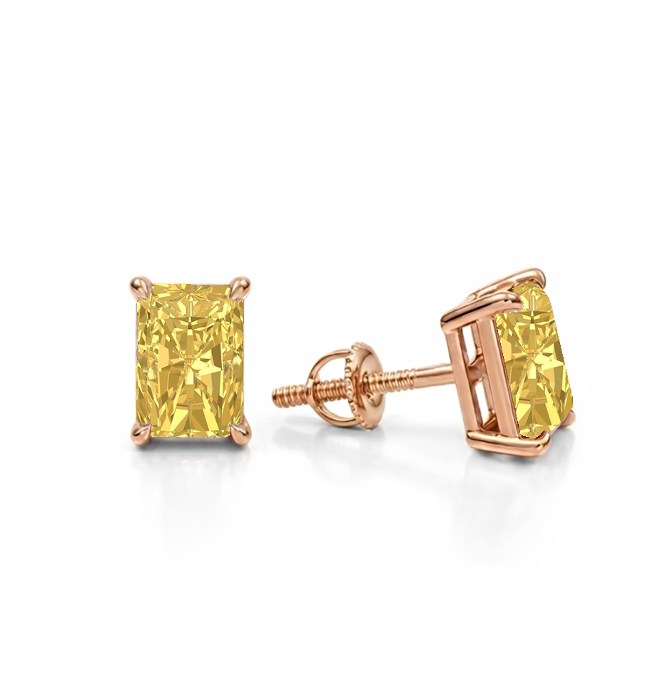 Fancy Yellow Radiant Cut Lab Grown Diamond Studs RG