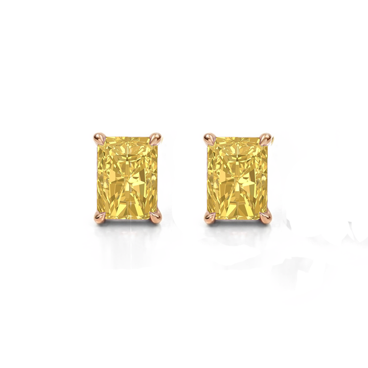 Fancy Yellow Radiant Cut Lab Grown Diamond Studs RG 2