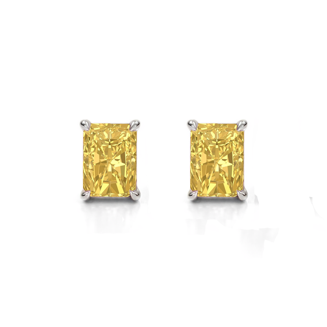 Fancy Yellow Radiant Cut Lab Grown Diamond Studs WG2