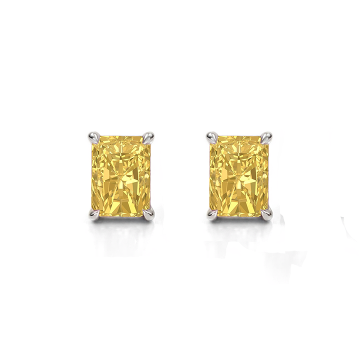 Fancy Yellow Radiant Cut Lab Grown Diamond Studs WG2