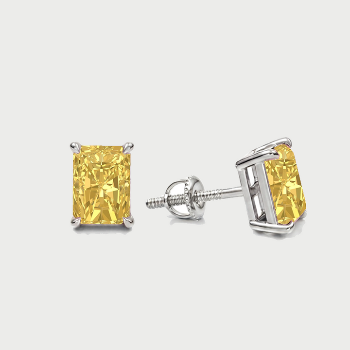 Fancy Yellow Radiant Cut Lab Grown Diamond Studs