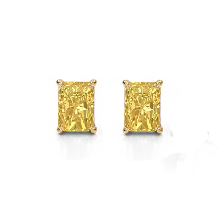 Fancy Yellow Radiant Cut Lab Grown Diamond Studs YG 2