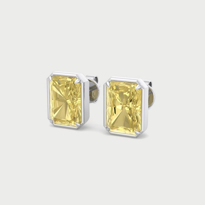 Fancy Yellow Radiant Cut Lab Grown Diamond Studs
