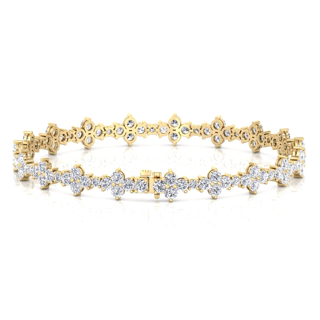 Round Floral Lab Grown Diamond Tennis Bracelet YG