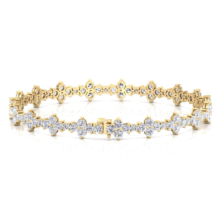 Round Floral Lab Grown Diamond Tennis Bracelet YG