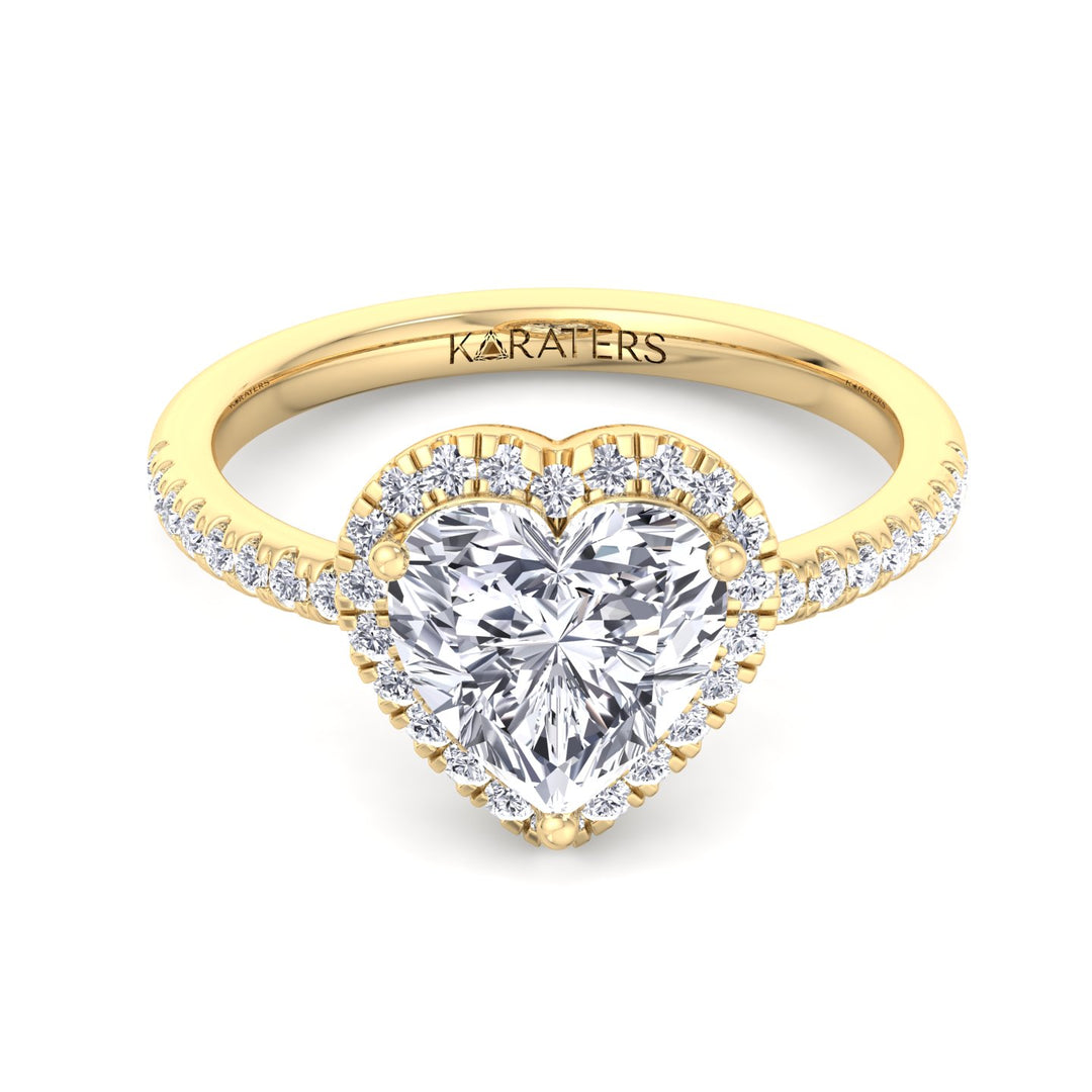 Heart Shaped Cut Lab Grown Diamond Engagement Ring with Halo & SideStones