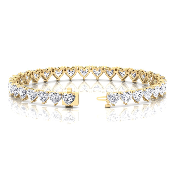 Heart Shape Lab Grown Diamond Tennis Bracelet Yellow Gold 14K
