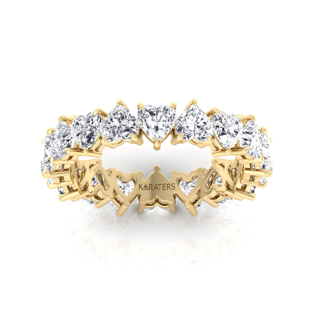 Heart Shape Lab Grown Diamond Eternity Band-14K-18K-2CT-3CT-4CT-6CT-Yellow Gold