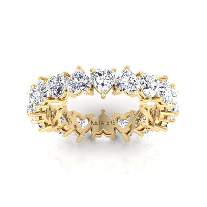 Heart Shape Lab Grown Diamond Eternity Band-14K-18K-2CT-3CT-4CT-6CT-Yellow Gold