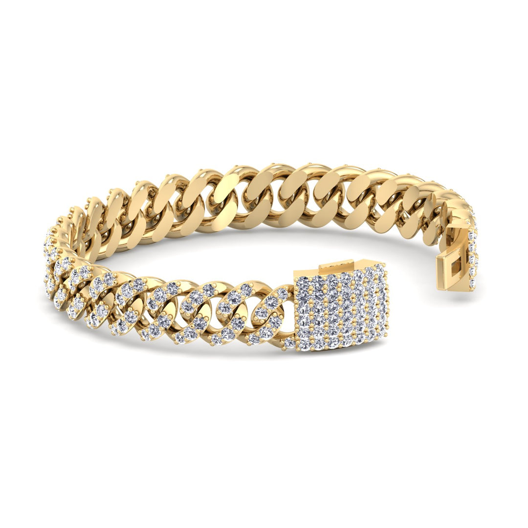 Lab Grown Diamond Cuban Link Bracelet 18K Solid Gold