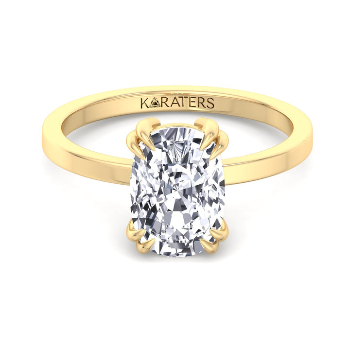 Elongated Cushion Cut Solitaire Lab Grown Diamond Engagement Ring