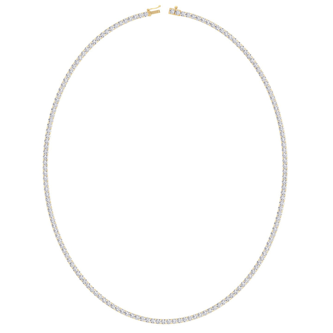 Round Cut Lab-Grown Diamond Tennis Necklace 4-Prong 14K Solid Gold