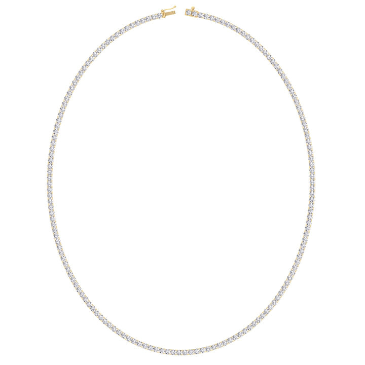 Round Cut Lab-Grown Diamond Tennis Necklace 4-Prong 18K Solid Gold