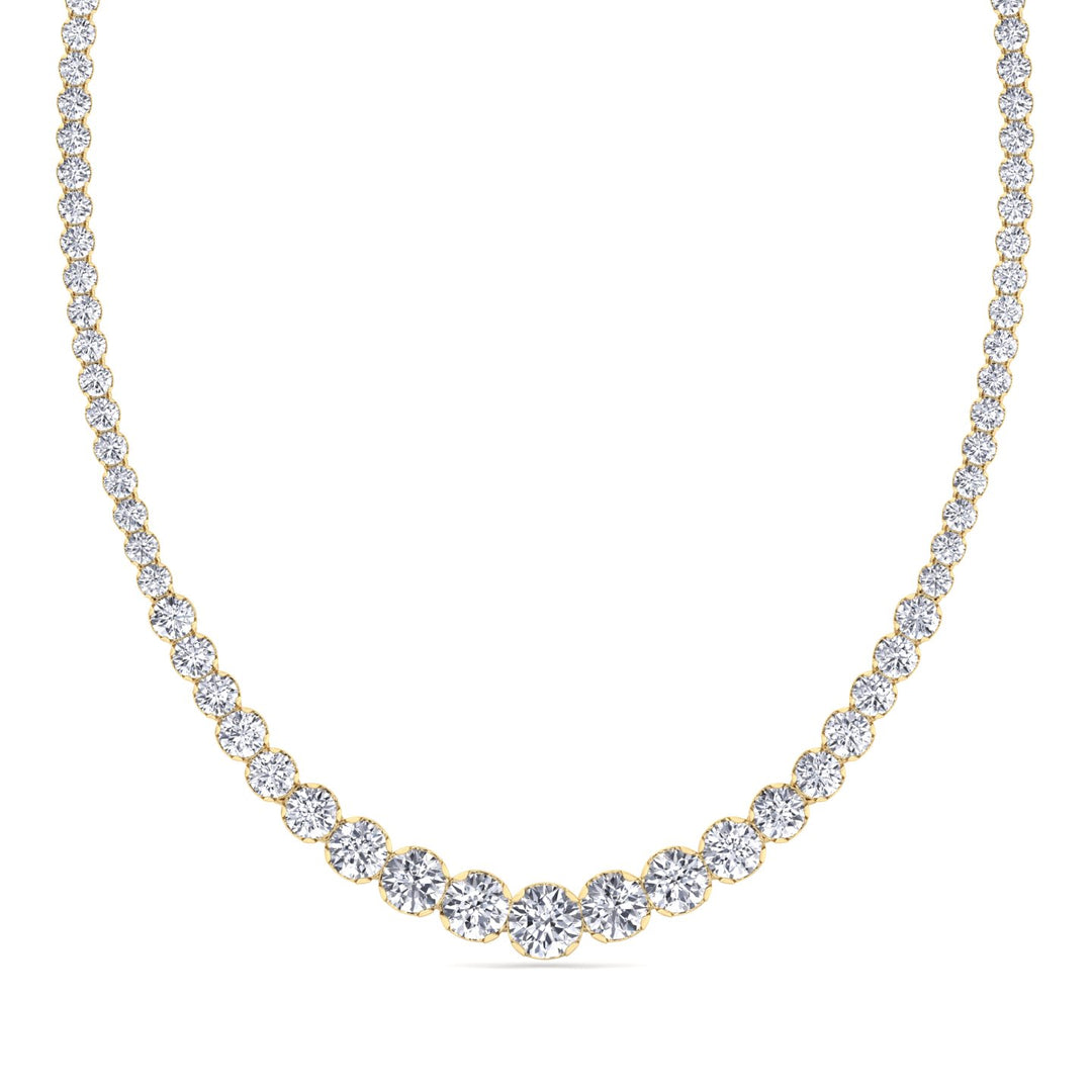 Buttercup Illusion Set Graduated Lab Grown Diamond Tennis Necklace Yellow Gold 14K 18K