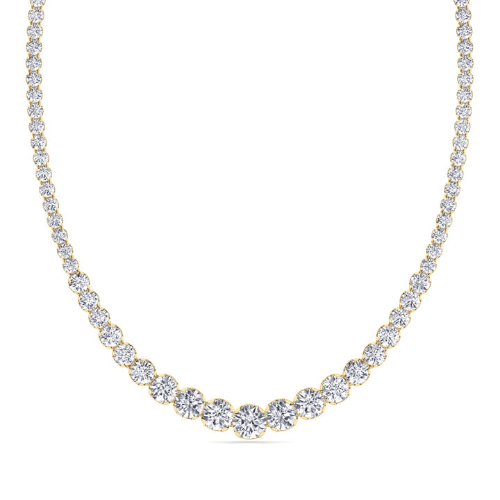 Buttercup Illusion Set Graduated Lab Grown Diamond Tennis Necklace Yellow Gold 14K 18K
