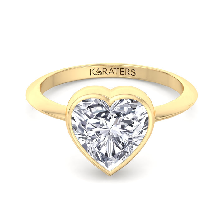 Heart Shaped Cut Bezel Set Solitaire Lab Grown Diamond Engagement Ring