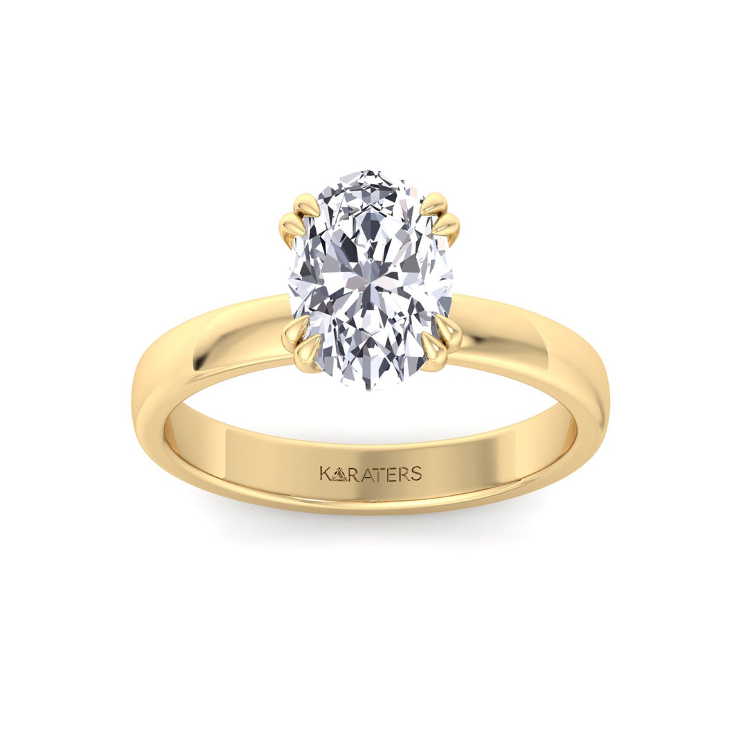 YG Oval Shape Double Claw Prong Lab Grown Diamond Ring 2
