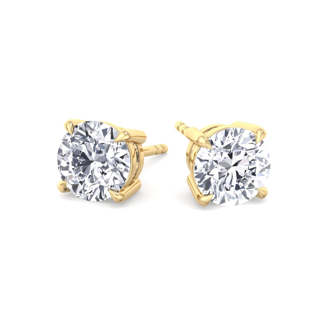 Round Cut  Lab-Grown Diamond Studs Yellow Gold 14K 18K