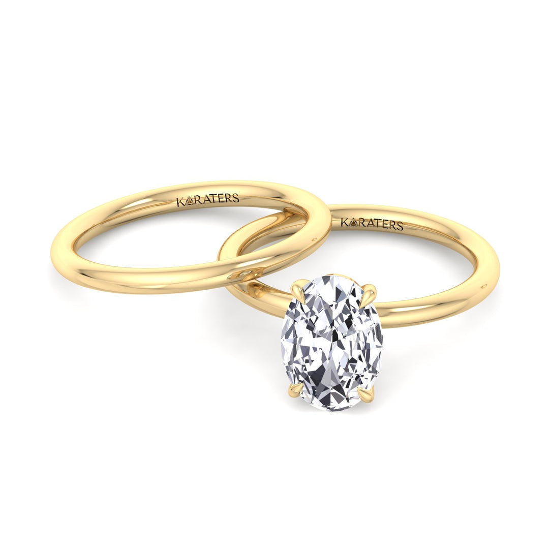 4CT Total Weight Oval Shape Lab Grown Diamond Wedding Set Yellow Gold 14K