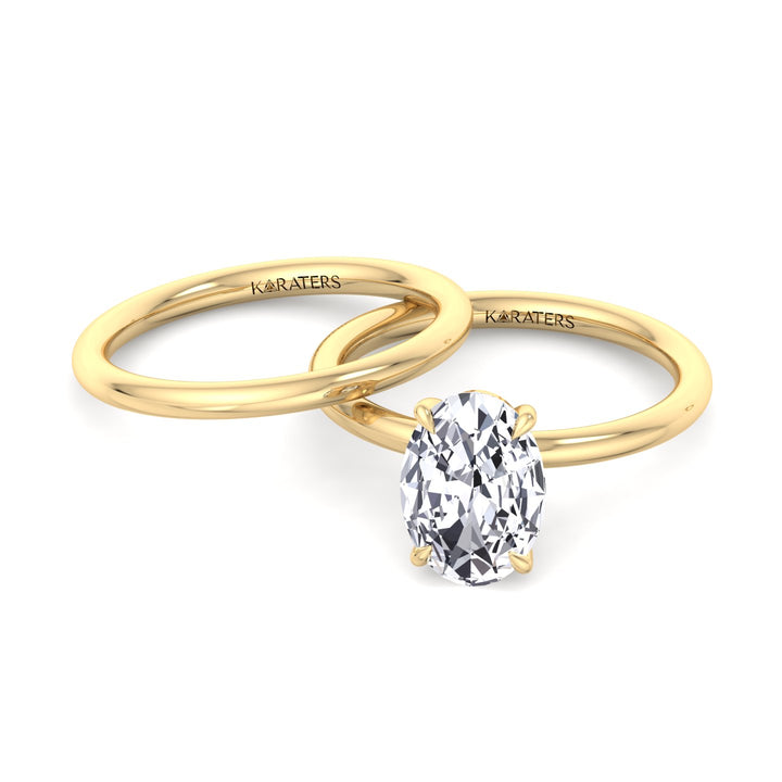 4CT Total Weight Oval Shape Lab Grown Diamond Wedding Set Yellow Gold 14K