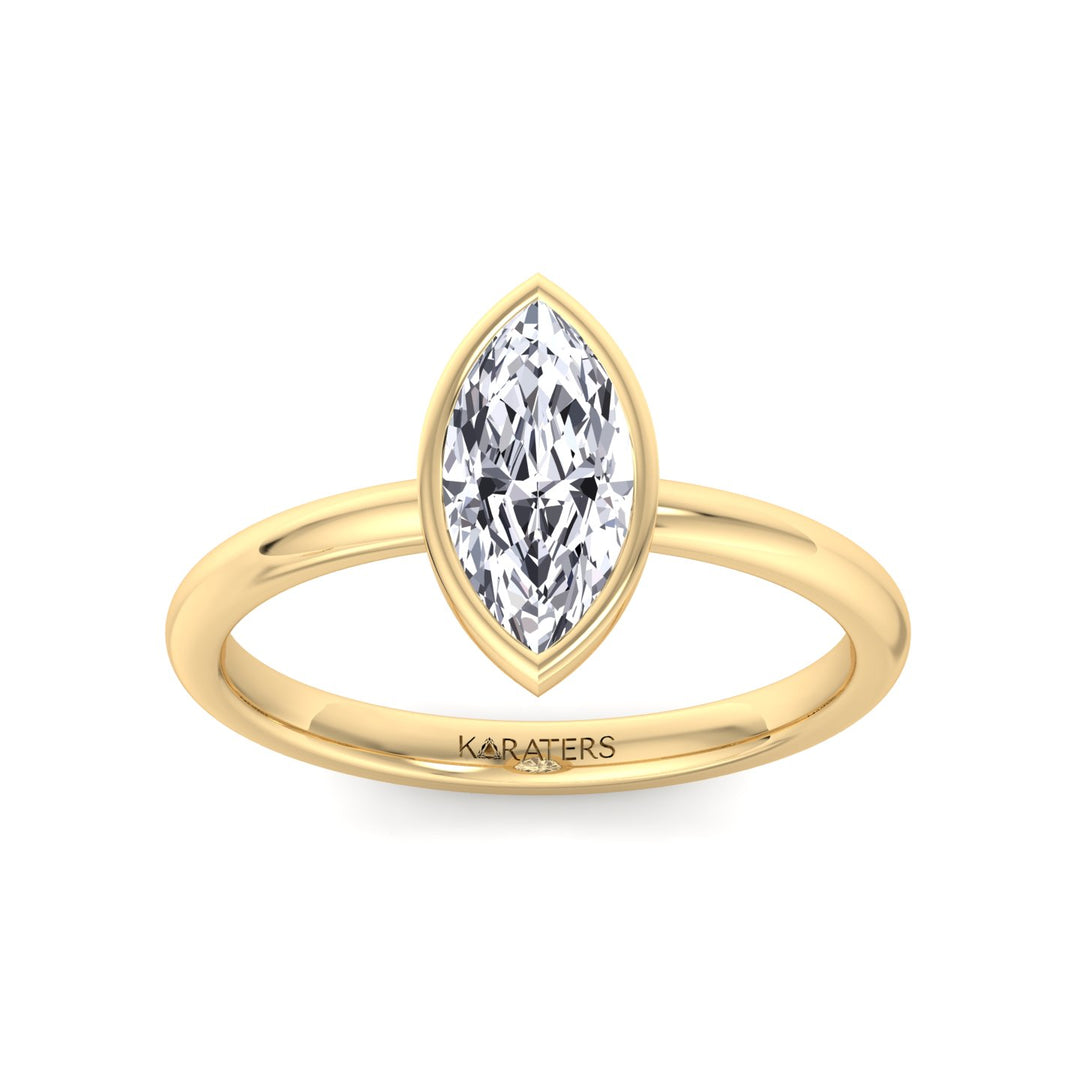 Bezel Set Marquise Shape Lab-Grown Diamond Engagement Ring