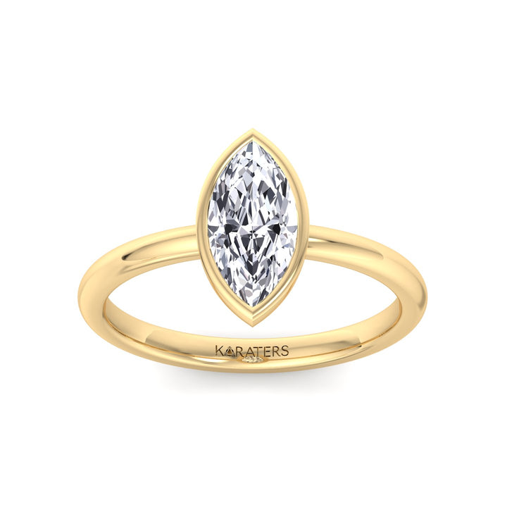 Bezel Set Marquise Shape Lab-Grown Diamond Engagement Ring