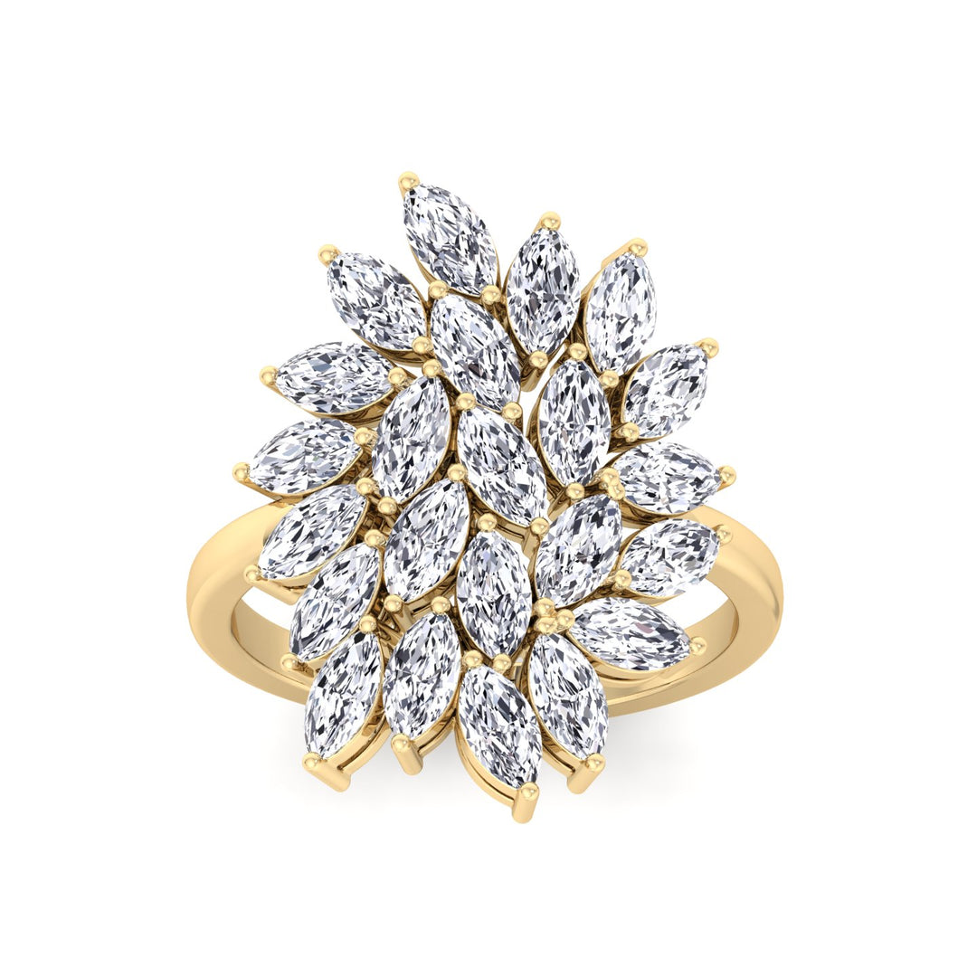 Marquise Cut Cluster Lab Grown Diamond Ring  YG 3