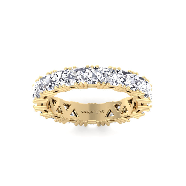 Trillion Cut Lab Grown Diamond Eternity Band Yellow Gold 14K 18K