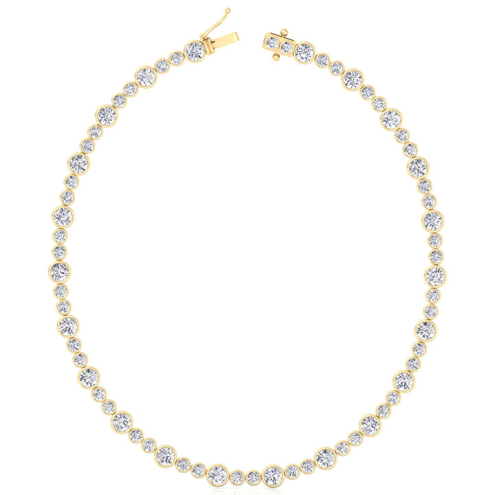 Round Bezel Big & Small Lab Grown Diamond Tennis Necklace YG