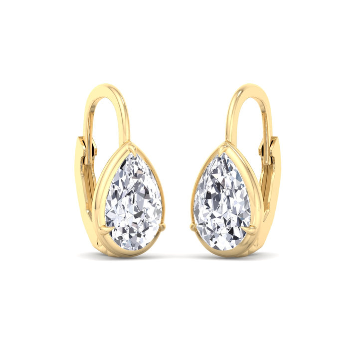 Pear Shape Lab Grown Diamond Solitaire Stud Dangle Earrings Yellow Gold 14K 6CT