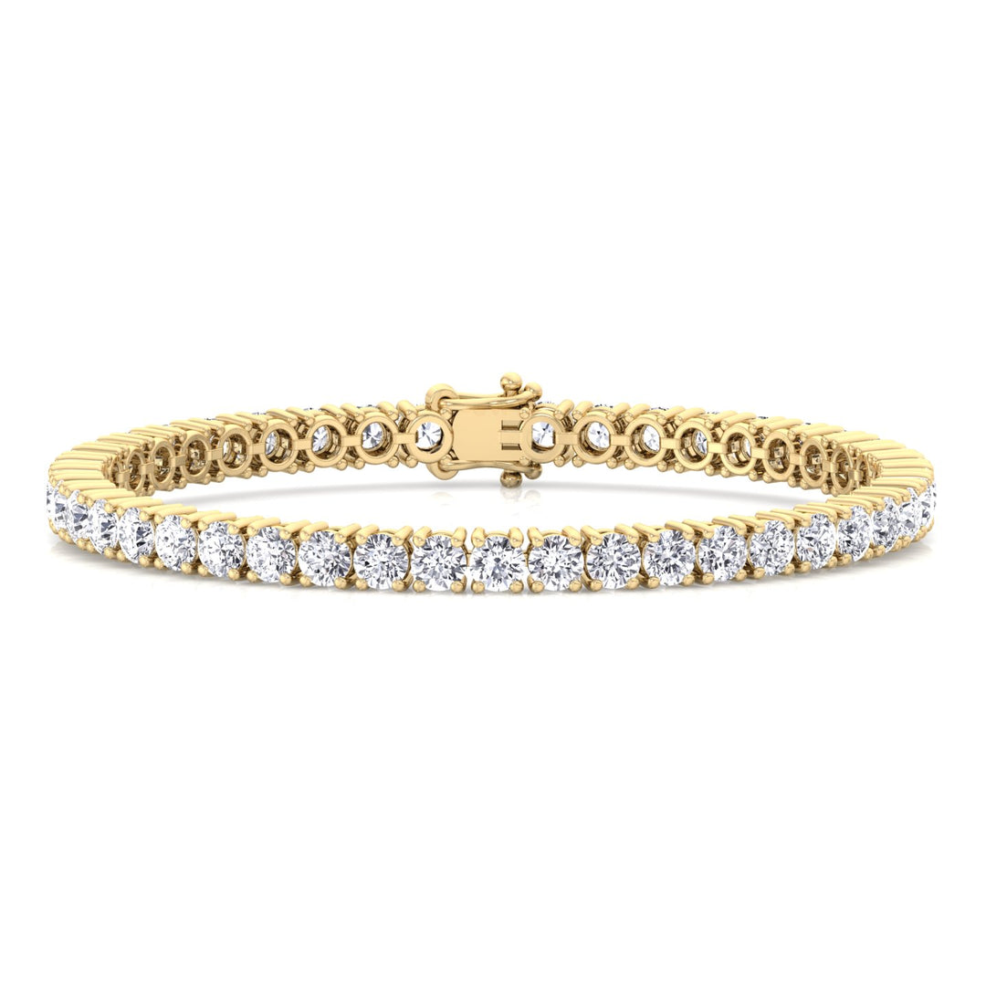 4 Prong Round Cut Lab-Grown Diamond Tennis Bracelet 14K Solid Gold