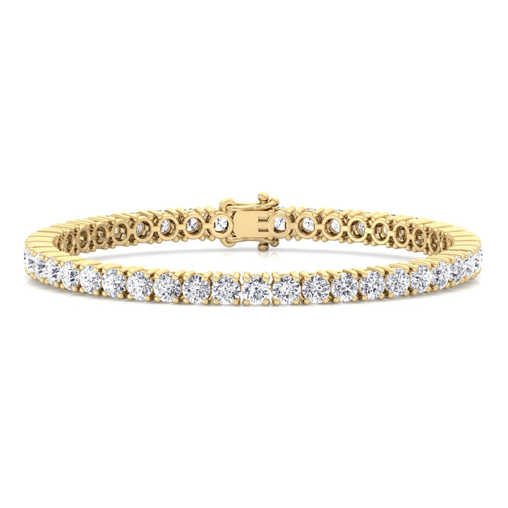 4 Prong Round Cut Lab-Grown Diamond Tennis Bracelet 14K Solid Gold