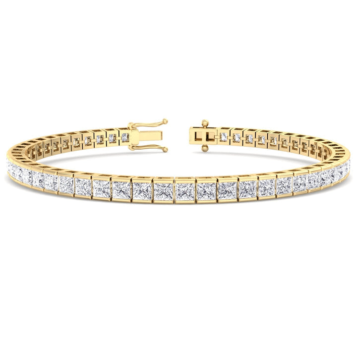 Princess Cut Lab Grown Diamond Tennis Bracelet 18K Solid Gold