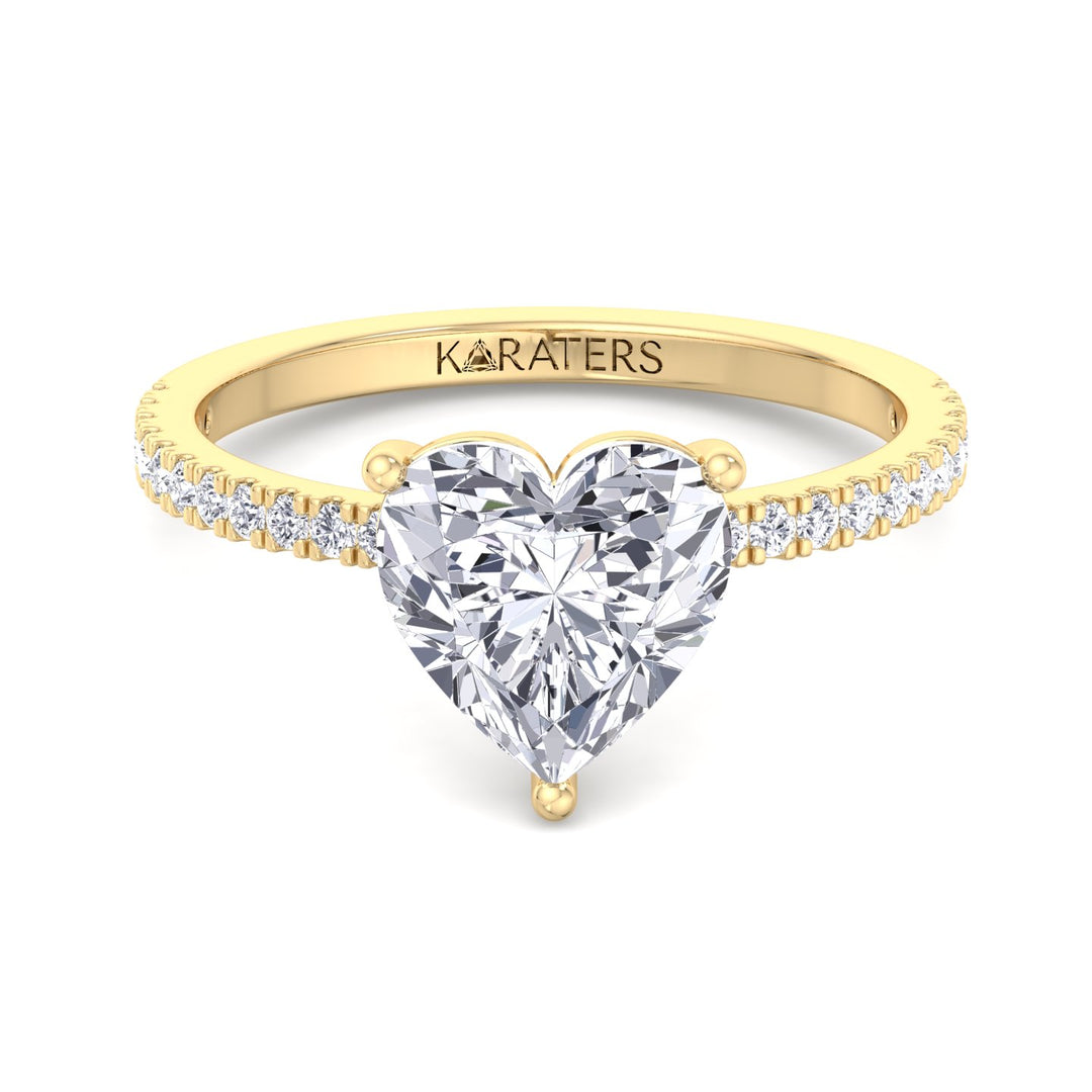 Heart Shaped Cut Lab Grown Diamond Engagement Ring with SideStones