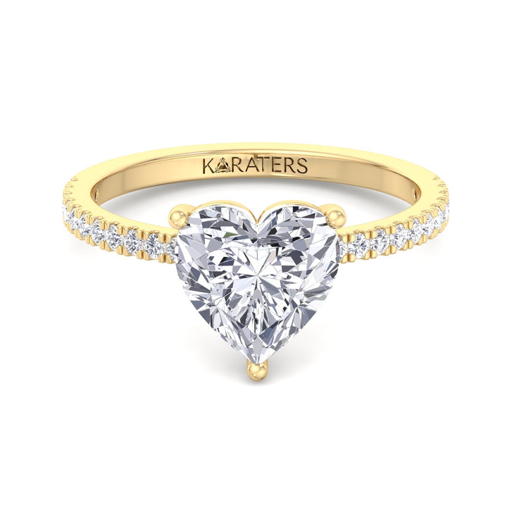 Heart Shaped Cut Lab Grown Diamond Engagement Ring with SideStones