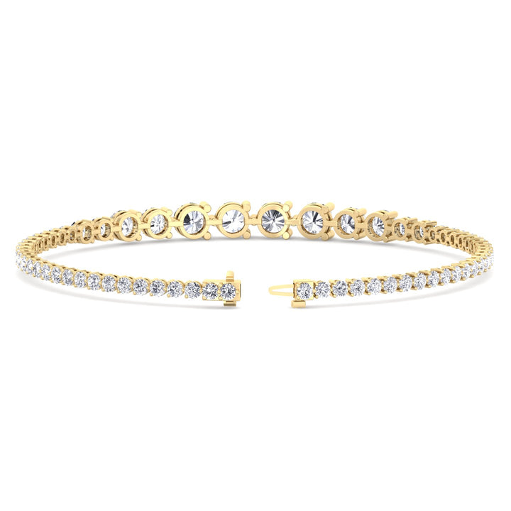 3-Prong Graduated Natural Diamond Tennis Bracelet Yellow Gold 14K 18K
