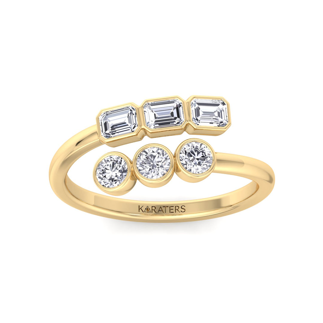 Round & Emerald Shape Wrap Around Lab-Grown Diamond Eternity Band YG 4