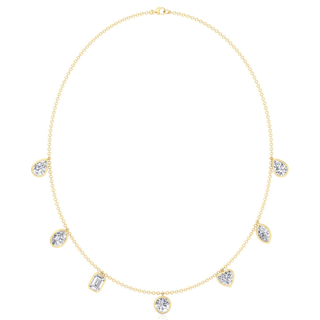 Multi Shape Bezel Set Lab Grown Diamond Necklace YG