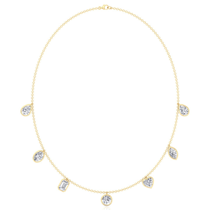 Multi Shape Bezel Set Lab Grown Diamond Necklace YG
